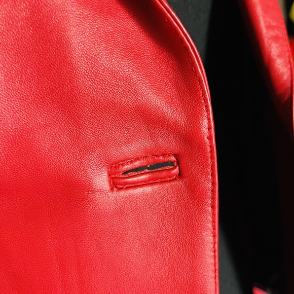 EUC Italian Fine Red Leather Peruzzi Firenze Women Jacket- Vera Pelle - Size 42 - Picture 14 of 15
